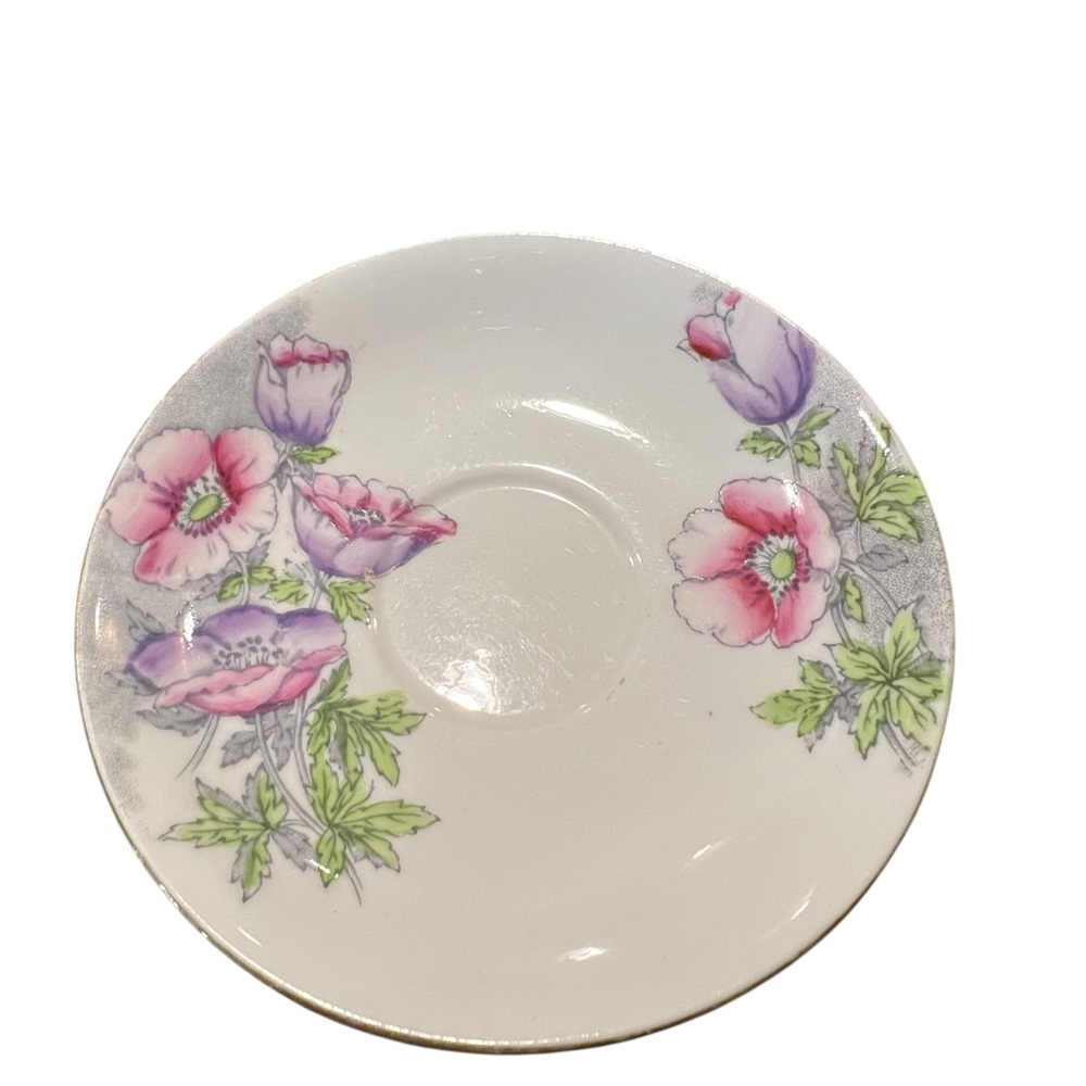Vintage Salisbury Fine Bone‎ China Saucer "Anemone" Cottagecore Grandmacore